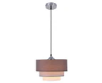 Elegant Tiered Fabric Pendant Light - Grey or Off-White, 1 Light, PL0047 - Grey