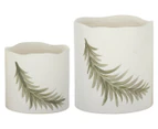 Set of 2 Coast to Coast Home Remex Ceramic Pots - White/Green