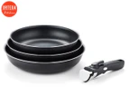 Ortega Kitchen 4-Piece Stackable Non-Stick 22/24/26cm Frypan Set w/ Detachable handle