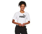 Puma Women's Essentials Logo Cropped Tee / T Shirt / Tshirt - White