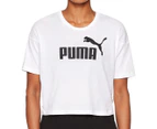 Puma Women's Essentials Logo Cropped Tee / T Shirt / Tshirt - White