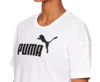Puma Women's Essentials Logo Cropped Tee / T Shirt / Tshirt - White