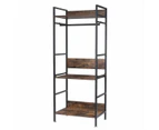 3 Tier Industrial Coat Rack Stand Entryway Clothes Racks with Metal Hanging Rail