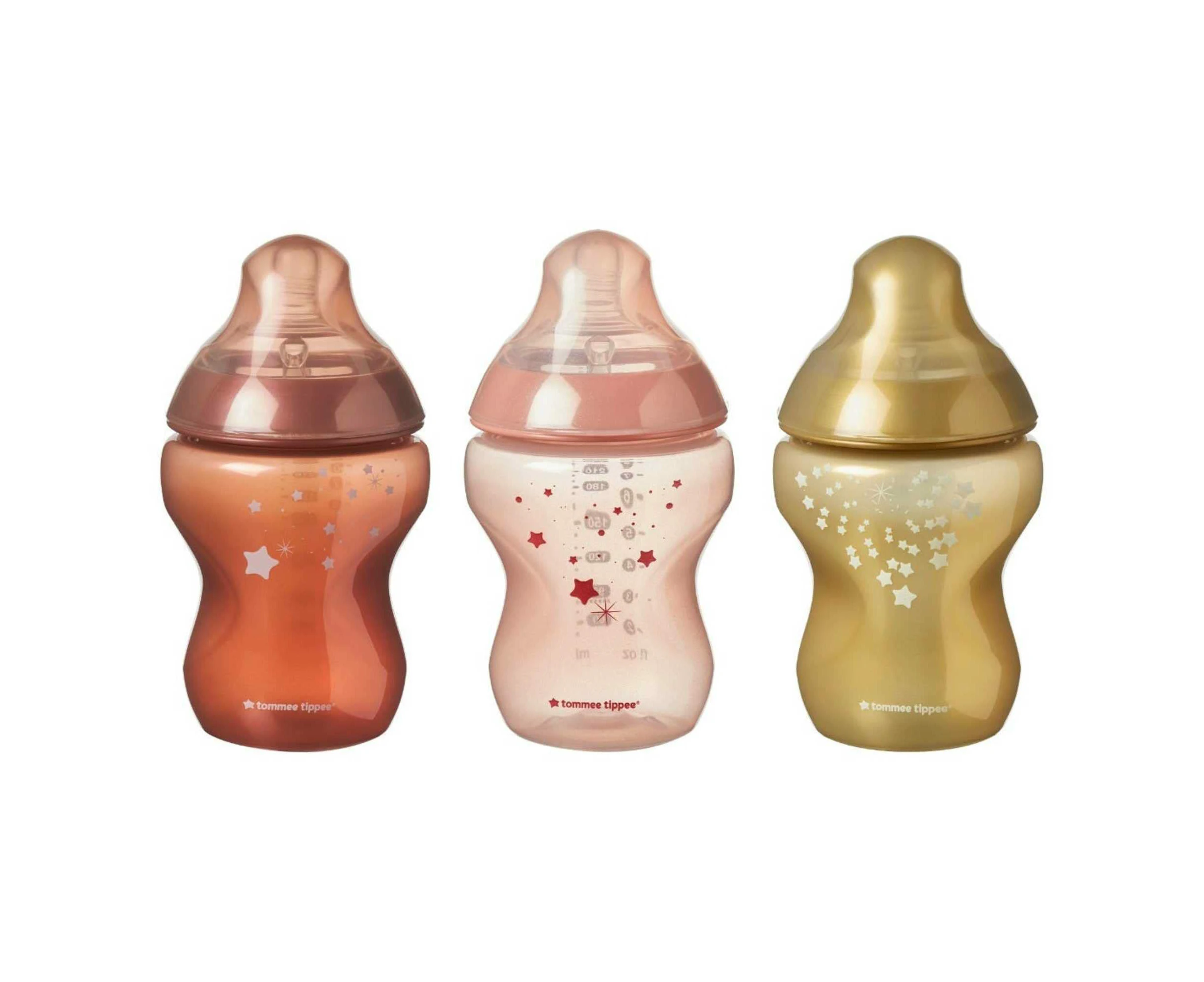 Tommee Tippee Closer To Nature - Limited Edition - Pack Of 3 Bottles - 260Ml Feeding Bottles - Attractive Colours - Perfect Gift For Babies - Mktp