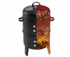 3in1 Portable Charcoal BBQ Vertical Smoker Roaster Grill Steel Water Steamer