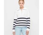 Target Australian Cotton Blend Zip Collar Jumper - White