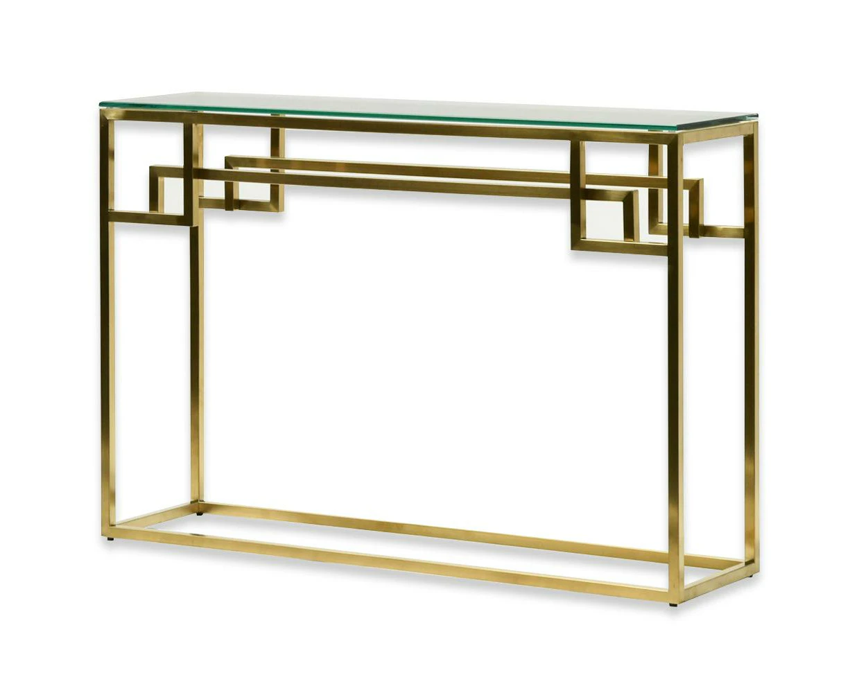 Anderson 1.15m Console Glass Table - Brushed Gold Base