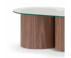 Mathis 1.4m Oval Glass Coffee Table - Walnut