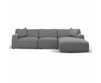 Marlin 3 Seater Right Chaise Fabric Sofa - Noble Grey