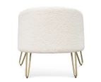 Lena Armchair - Ivory White Synthetic Wool with Golden Legs