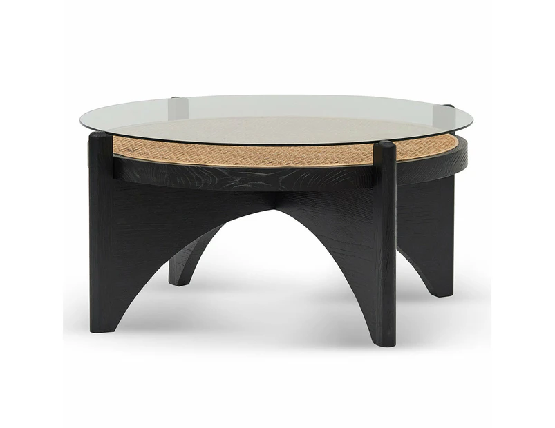 McDaniel 96cm Round Glass Coffee Table - Black