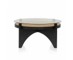 McDaniel 96cm Round Glass Coffee Table - Black