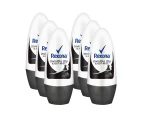 6 x Rexona Invisible Dry Black + White Deodorant Roll On 50mL