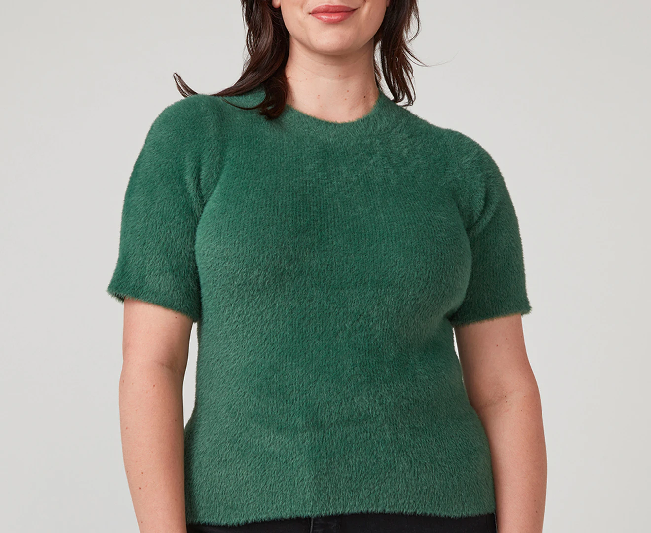 Estelle Women's Nora Fuzzy Short-Sleeved Sweater - Green