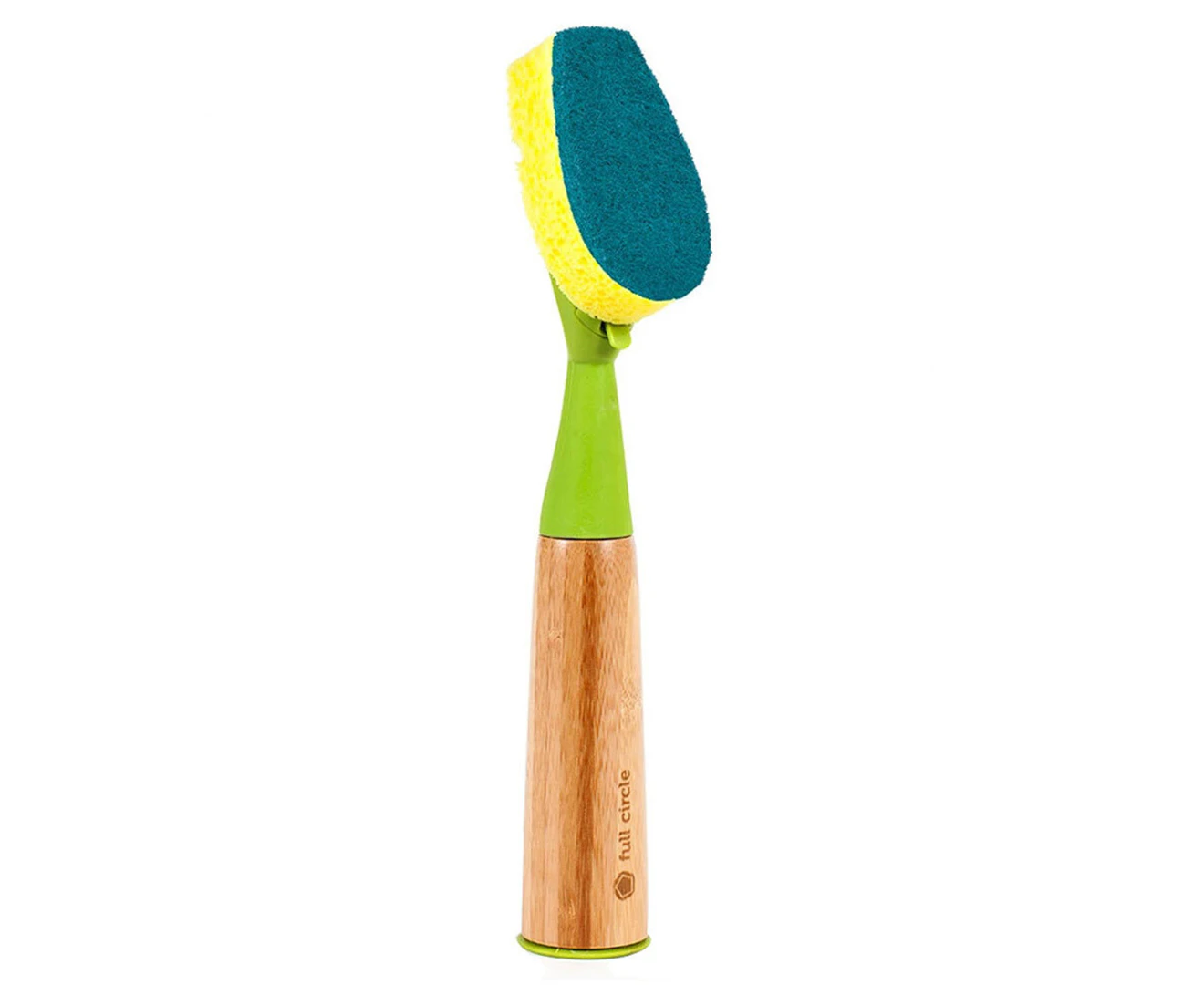 Full Circle Suds Up Soap Dispensing Kitchen Dish Sponge w/ Bamboo Handle Green