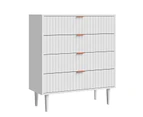 Oikiture 4 Chest of Drawers Dresser Table Tallboy Storage Cabinet White Gold
