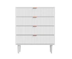 Oikiture 4 Chest of Drawers Dresser Table Tallboy Storage Cabinet White Gold