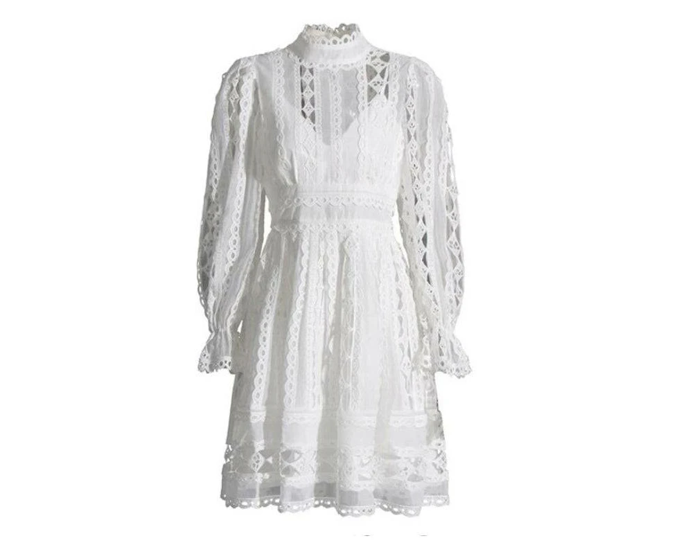 Juliana Lace Temperament Mini Dress - White