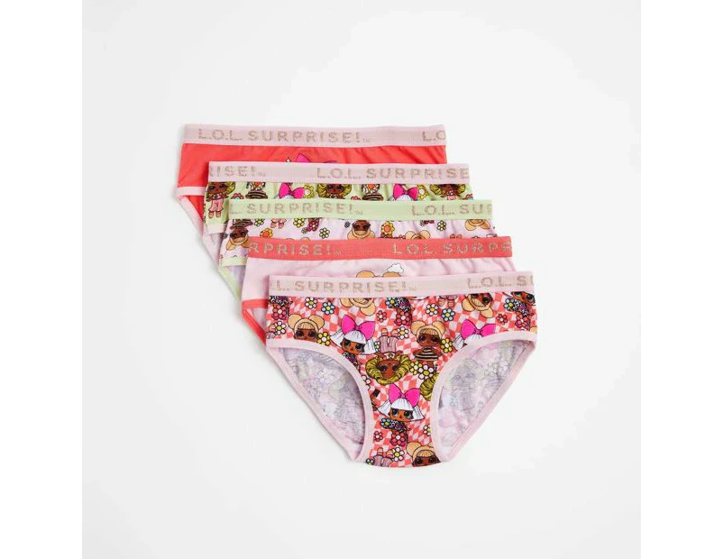LOL Surprise! Girls Briefs 5 Pack Underwear Gift Set - Pink