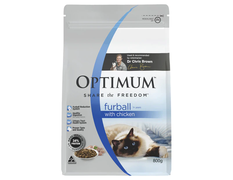 Optimum Furball Dry Cat Food Chicken 800g