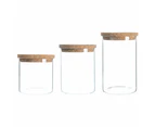 Argon Tableware Glass Storage Jars with Cork Lids - 3 Sizes