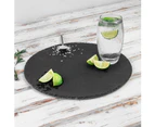 Argon Tableware Round Slate Serving Platter - Dinner Table Serveware - Padded Feet - 34cm - Grey