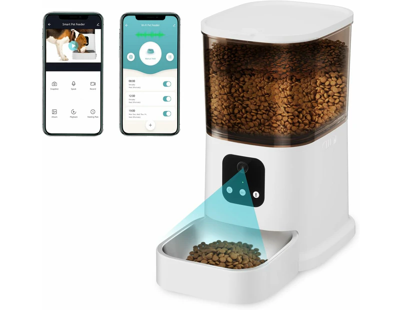 Advwin 6L Automatic Cat Feeder APP with 1080P HD WiFi Pet Night Vision Camera and 2-Way Audio, Smart Timed Pet Feeder for Dogs and Cats