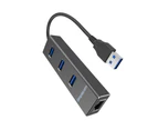 Simplecom CHN410 Black Aluminium 3-Port USB 3.0 Hub with Gigabit Ethernet Adapter for PC MAC