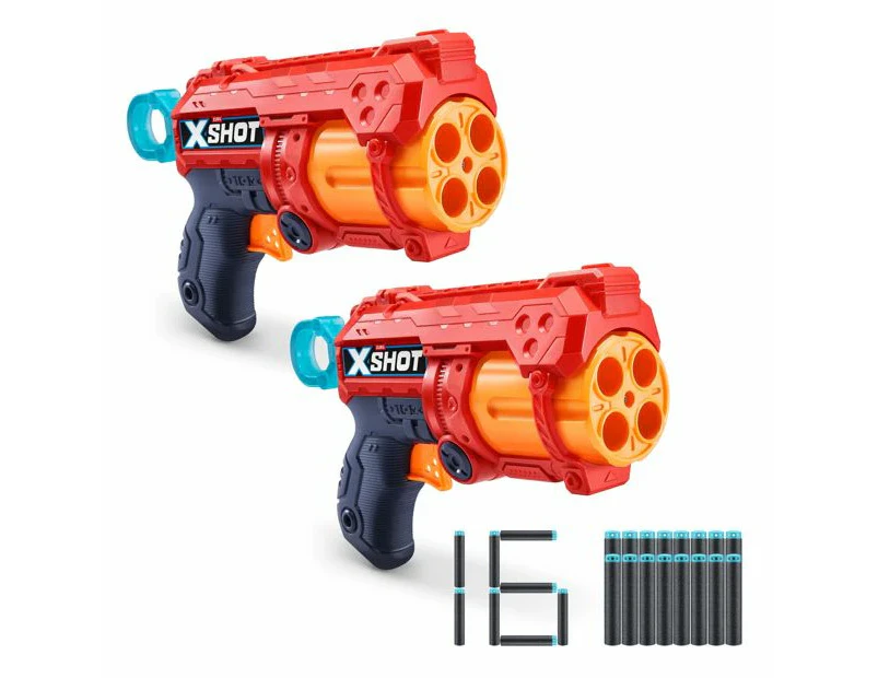 X-Shot Excel Double Fury 4 Blaster Combo Pack (16 Darts, 3 Cans) by ZURU