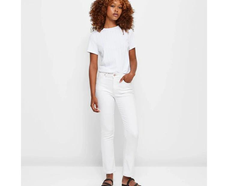 Petites High Waist Straight Denim Jeans - Dannii Minogue - White