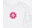 Target Crochet Print Long Sleeve Top - White
