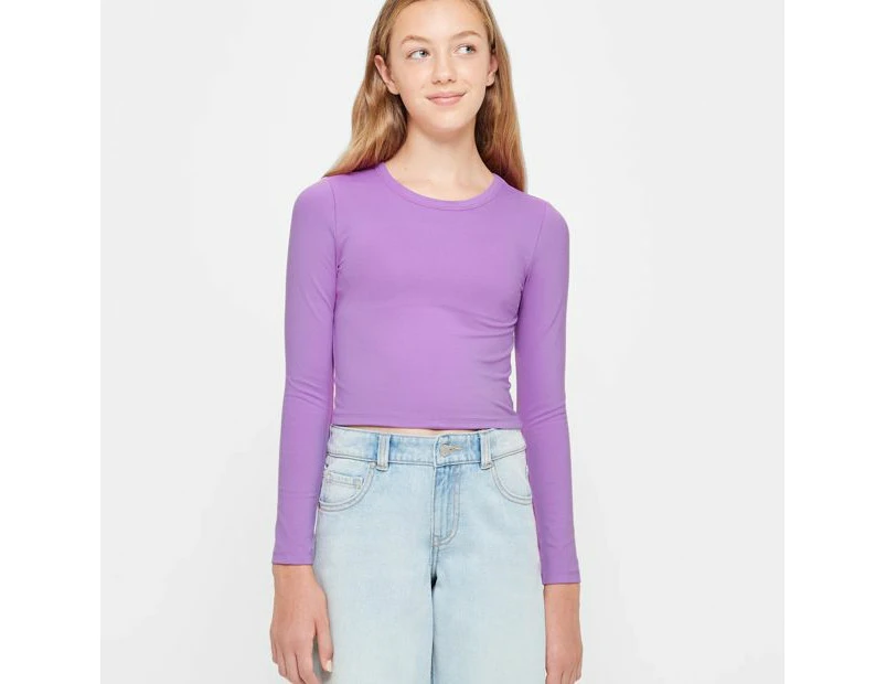 Target Long Sleeve Baby Cropped Top - Purple