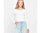Target Long Sleeve Baby Cropped Top - White