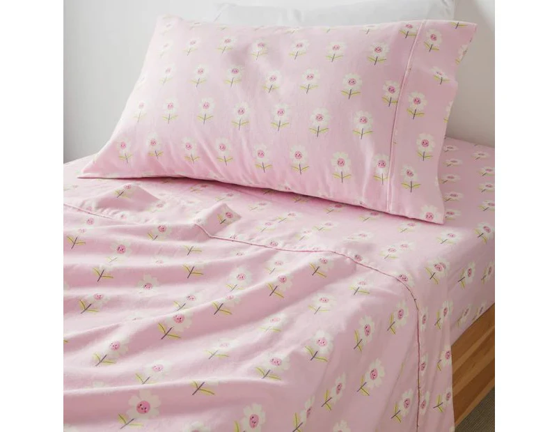 Target Libby Daisy Flannelette Sheet Set - Pink