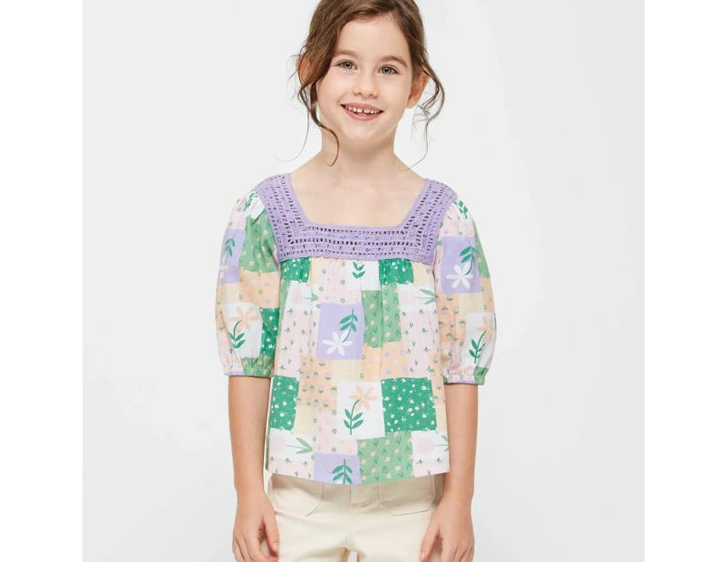 Target Crochet Trim Babydoll Top - Multi