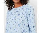 Target Long Sleeve Traditional Pintuck Sleep Nightie - Blue