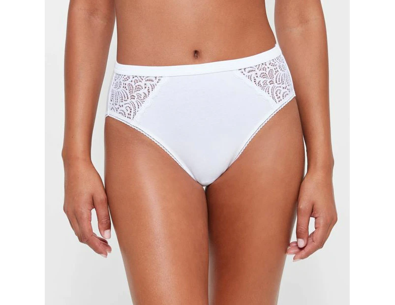 Target Australian Cotton and Lace High Cut Briefs - White