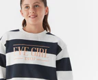 Eve Girl Youth Girls' Stripe Crew Sweatshirt - White/Navy