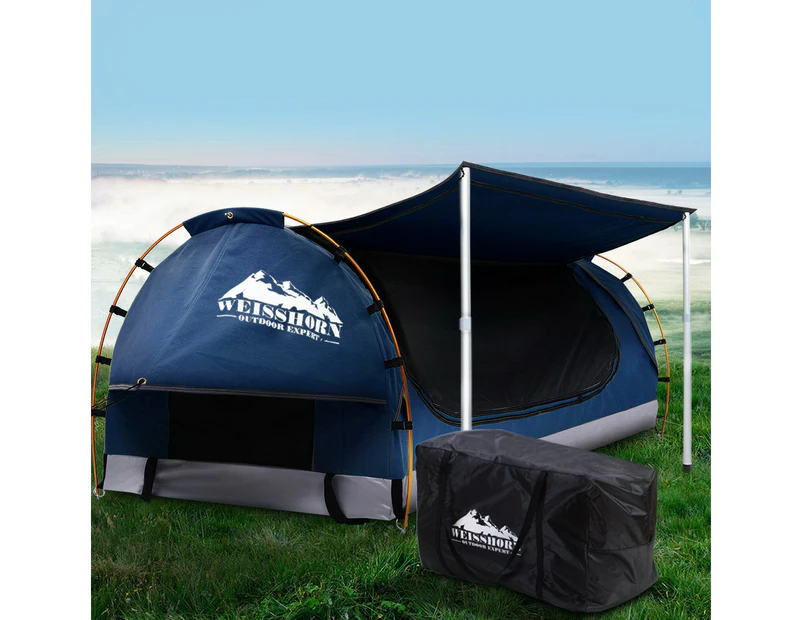 Weisshorn Double Swag Camping Swags Canvas Free Standing Dome Tent Dark Blue 4CM