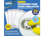 Xtra Kleen 20PK Sink/Drain Unblocking Powder Expanding Foam 25g Sachets