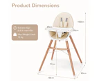 Costway Wood Baby High Chair Adjustable Infant Dining Chair Feeding Seat Kids Furniture w/Double Trays, Beige