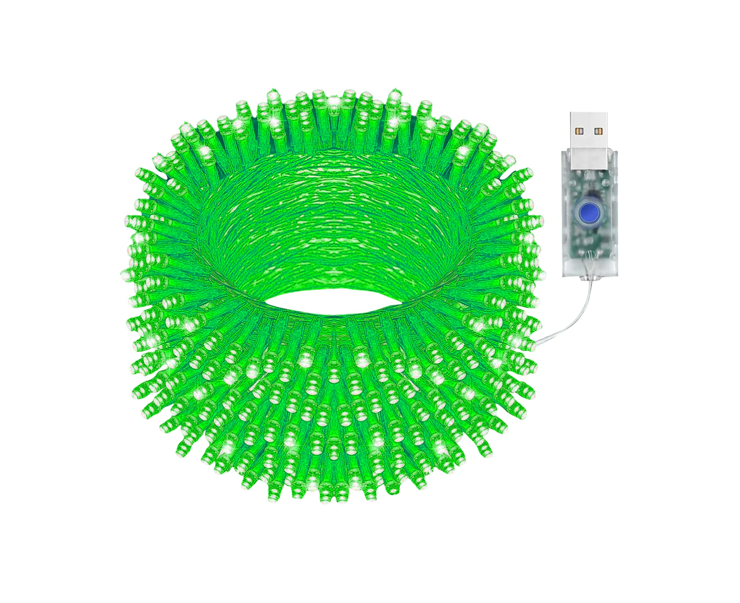 illuminex 2PCE 100 Green Indoor LED Fairy Lights USB-A Powered 8 Modes 10m - Green