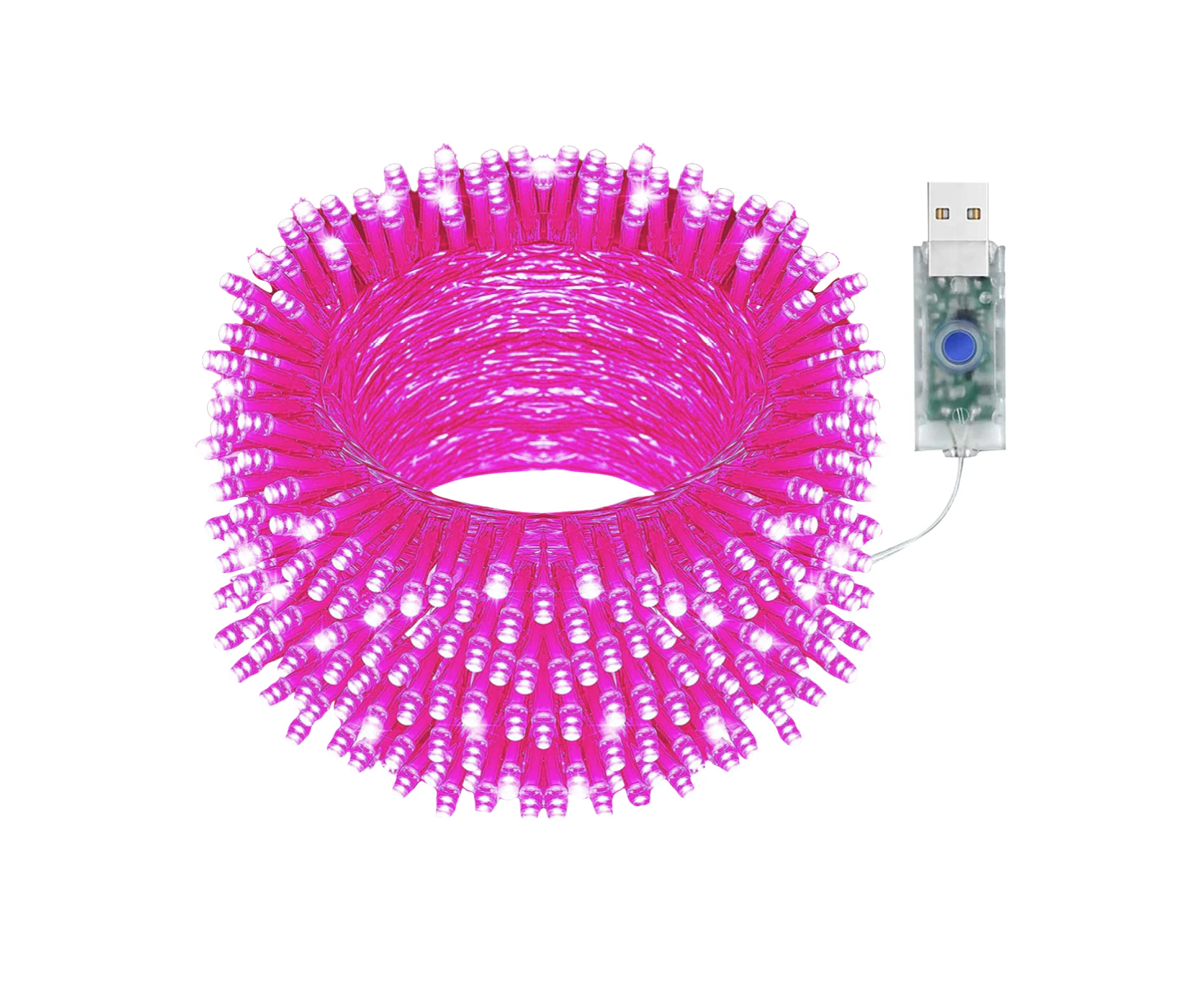 illuminex 2PCE 100 Pink Indoor LED Fairy Lights USB-A Powered 8 Modes 10m - Pink