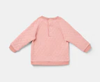 Gem Look Baby Quilted Crew & Trackpants 2-Piece Set - Pink