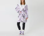 Lounge Crew Unisex Cow & Sheep Hooded Robe - Lavender