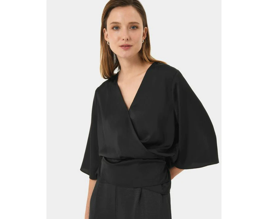 Forcast Women's Aviya V-neck Wrap Blouse - Black