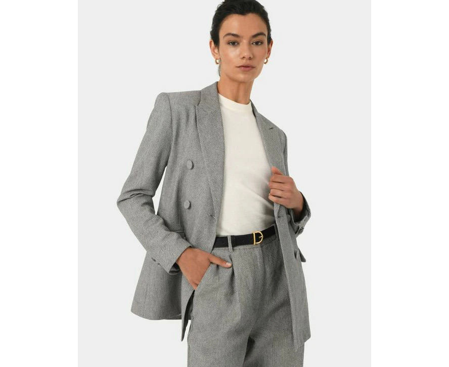 Forcast Women's Adela Double Breasted Blazer - Grey