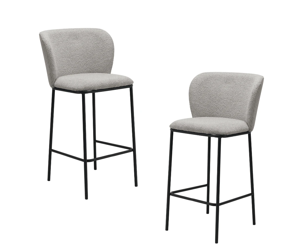 Raimon Furniture Set Of 2 Paolo Modern Boucle Fabric Kitchen Counter Bar Stool - Latte