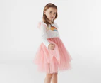Gem Look Girls' Shooting Star Embroidery Long Sleeve Tutu Dress - Pink/White