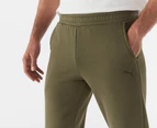 Puma Men's Essentials Embossed Fleece Trackpants / Tracksuit Pants - Olive Green